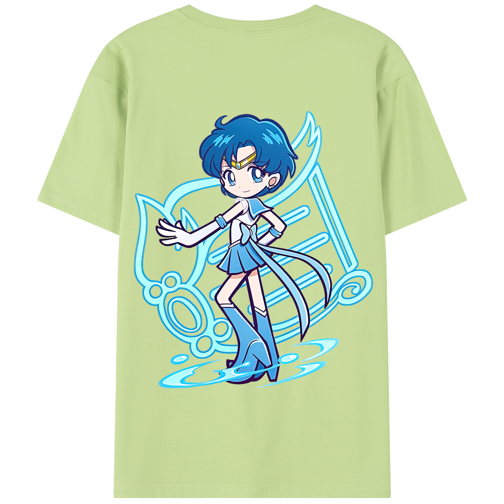 （画像用） 美少女戦士セーラームーン 水野 亜美 みずの あみ Sailor Moon Mizuno Ami 綿100％半袖Tシャツ（背面プリント）